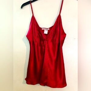 CRANBERRY EMBELLISHED SILK CAMI-NWOT